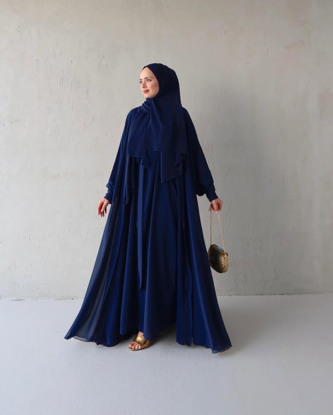 Noora Chiffon Abaya – Navy