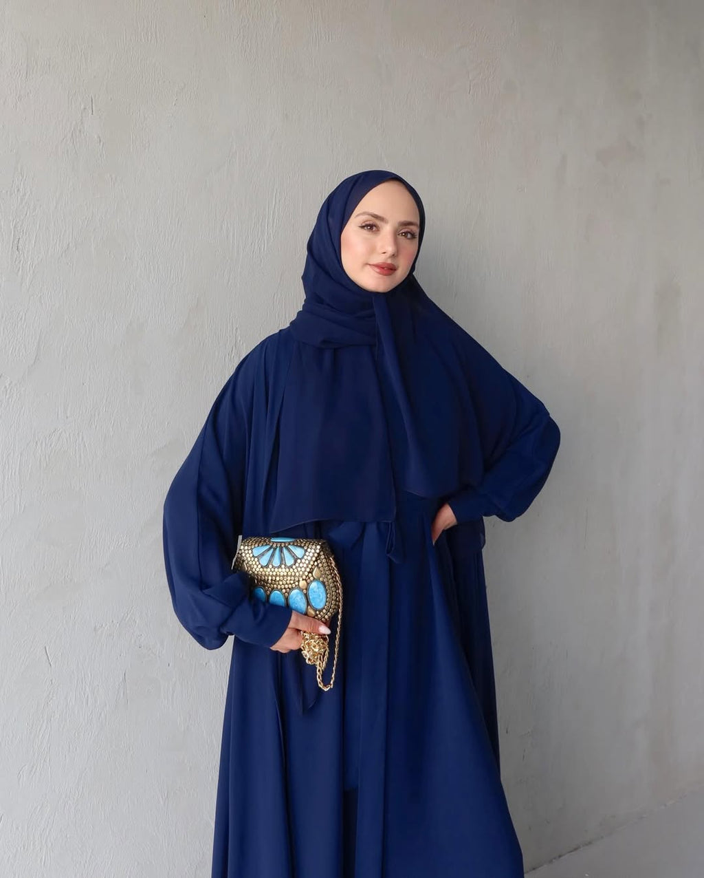 Noora Chiffon Abaya – Navy