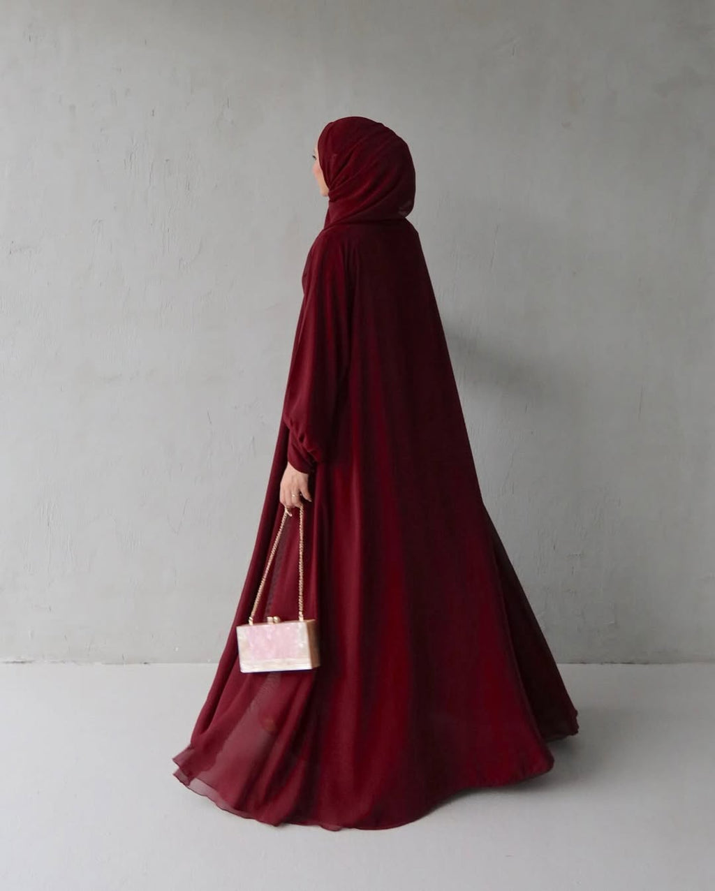 Noora Chiffon Abaya – Red