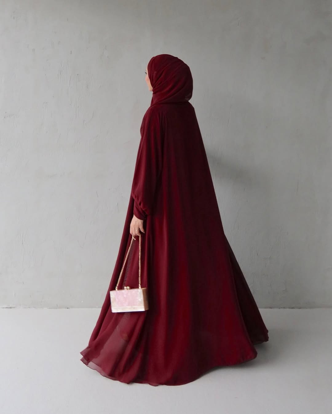 Noora Chiffon Abaya – Red