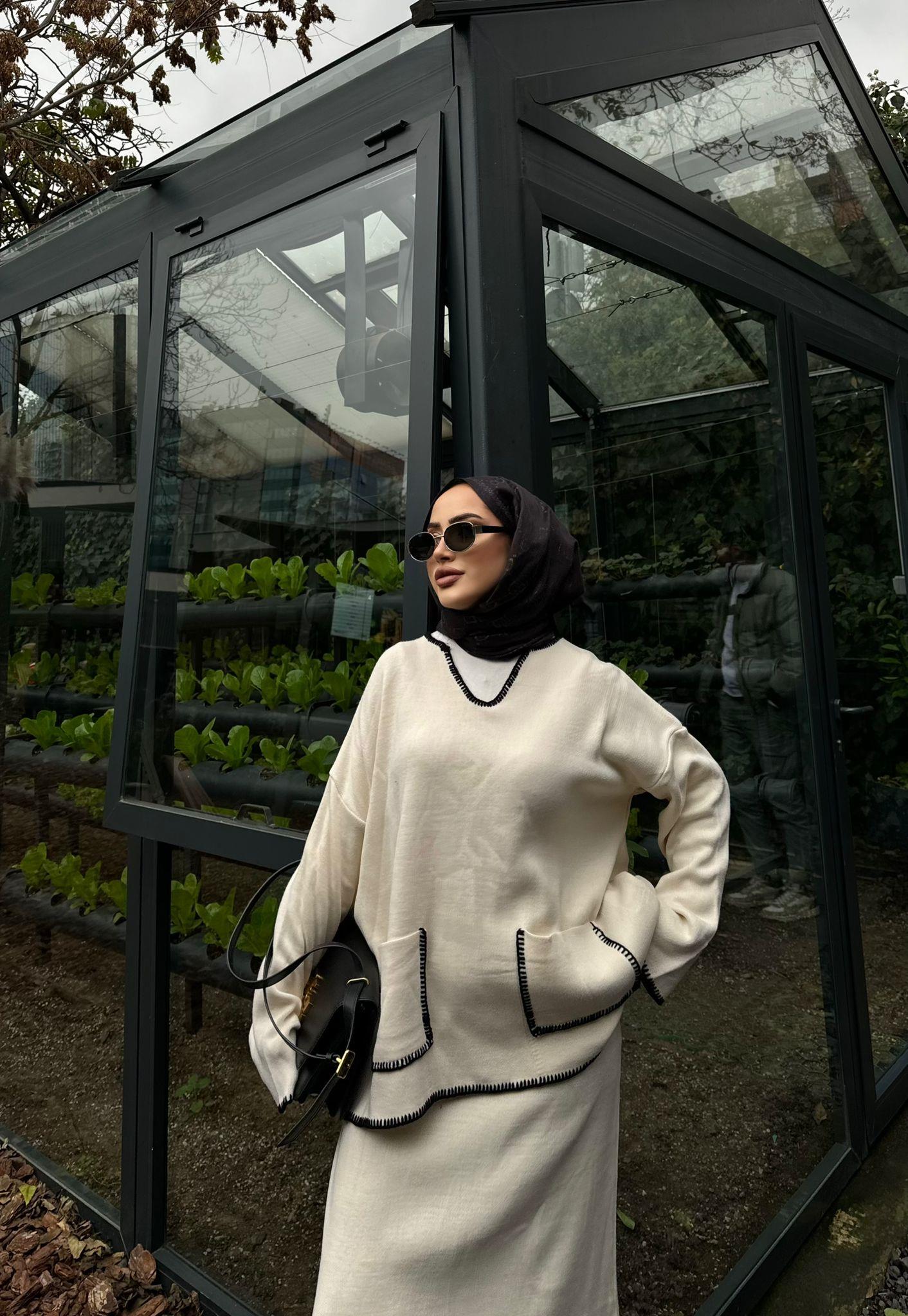 Senqa Lace-Detail Knit Skirt Set