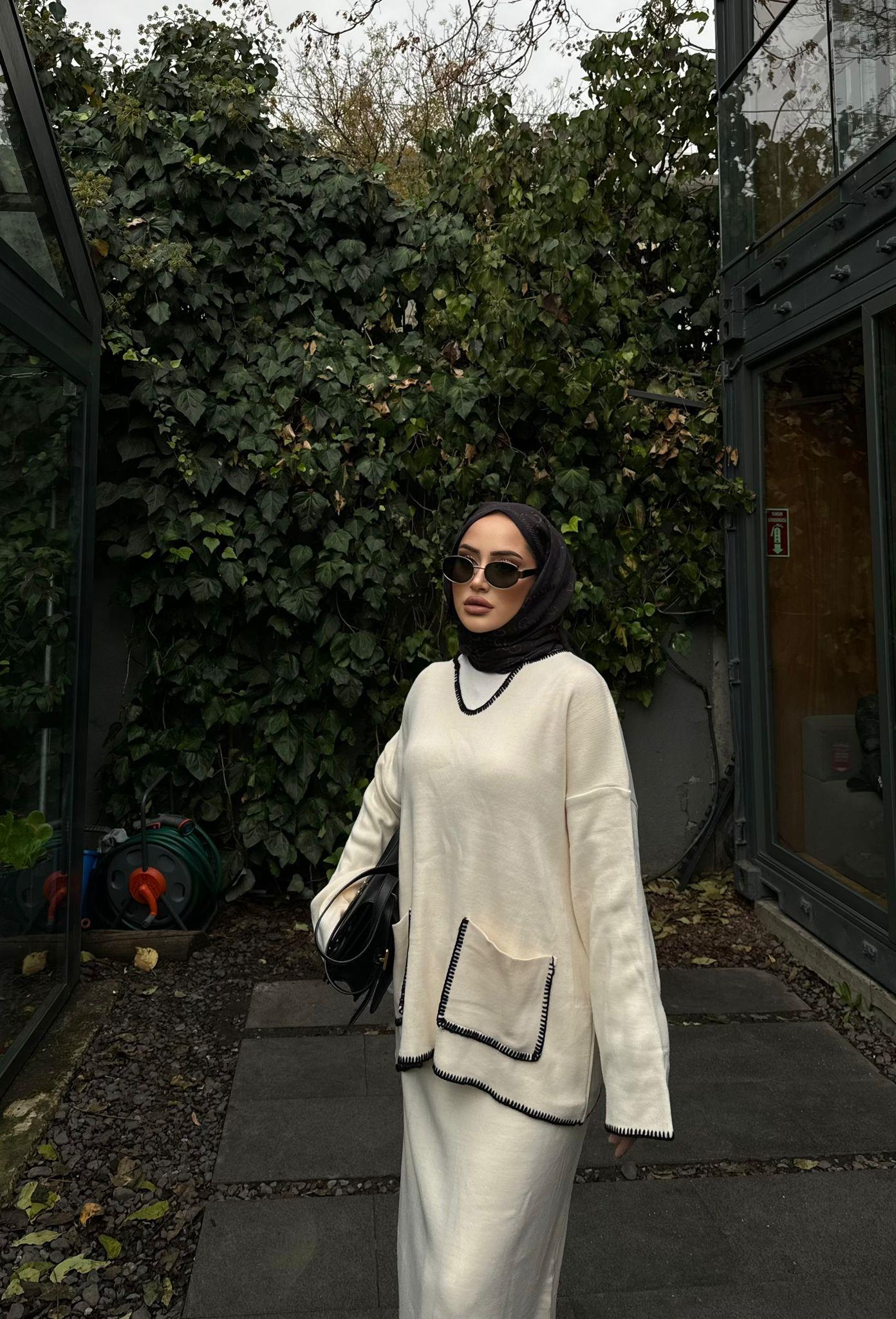 Senqa Lace-Detail Knit Skirt Set